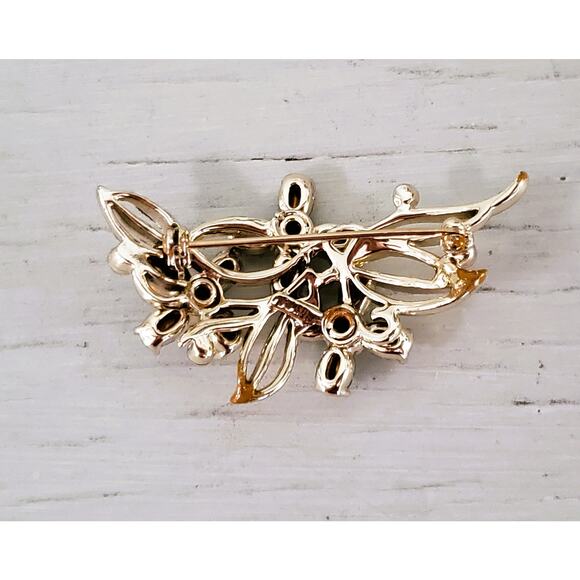 Vintage Kramer Designer Green Floral Brooch - Picture 4 of 7
